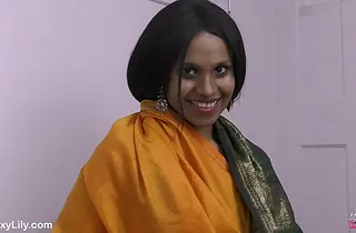 Horny Lily's Desi Step-son fucks will not hear of hard while she talks dirty with him and gets a cumshot