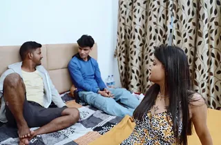 Desi pornstar Suhna's first life-span group sex with hung studs - animated hardcore bang-out with cum in mouth