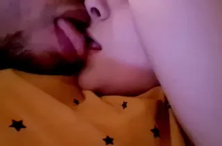 Carlahott waits eagerly for her step-dad to return & smooches him in her pj's