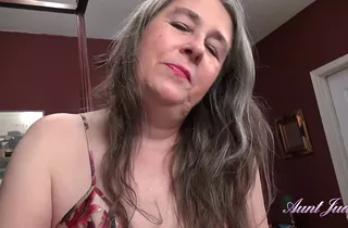 Your Mature Step-Aunt-in-law Mercy gives you a mind-blowing POV oral job wide will not hear of hairy pussy and big knockers