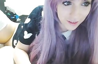 Nice anime cosplayer honey on webcam