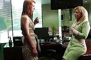 Mature office chief seduces her redhead teen employee
